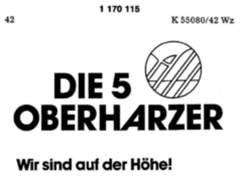 DIE 5 OBERHARZER Wir sind auf der Höhe! Logo (DPMA, 27.09.1989)