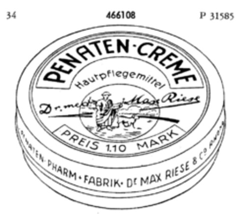 PENATEN CREME Hautpflegemittel Logo (DPMA, 01/31/1934)