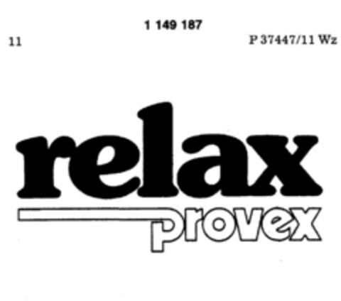 relax provex Logo (DPMA, 05.01.1989)