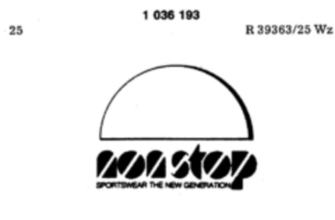 nonstop SPORTSWEAR Logo (DPMA, 16.10.1981)