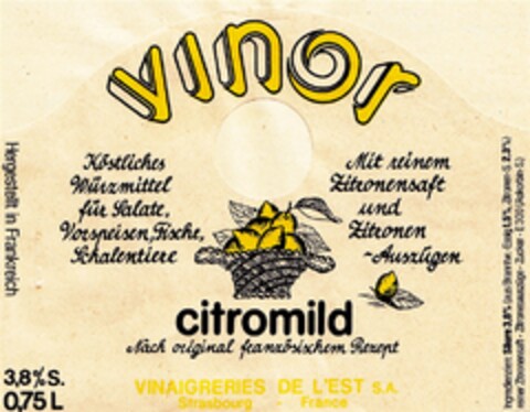 vinor citromild Logo (DPMA, 25.06.1976)