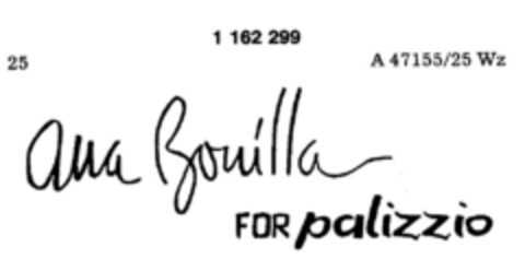 ana Bonilla FOR palizzio Logo (DPMA, 25.10.1989)