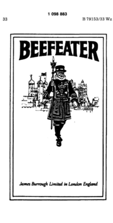 BEEFEATER Logo (DPMA, 04.04.1986)