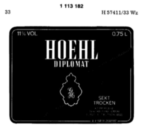 HOEHL DIPLOMAT Logo (DPMA, 26.02.1987)