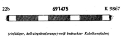 (einfädiger, hell-ziegelrot(orange)-weiß bedruckter Kabelkennfaden) Logo (DPMA, 02/14/1955)