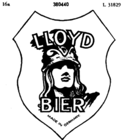 LLOYD BIER  MADE IN GERMANY Logo (DPMA, 20.10.1927)