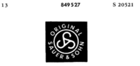 ORIGINAL SAUER & SOHN Logo (DPMA, 22.11.1967)