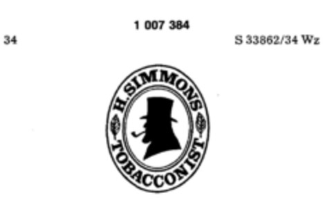 H. SIMMONS TOBACCONIST Logo (DPMA, 07.08.1979)