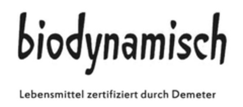 biodynamisch Lebensmittel zertifiziert durch Demeter Logo (DPMA, 23.07.2015)