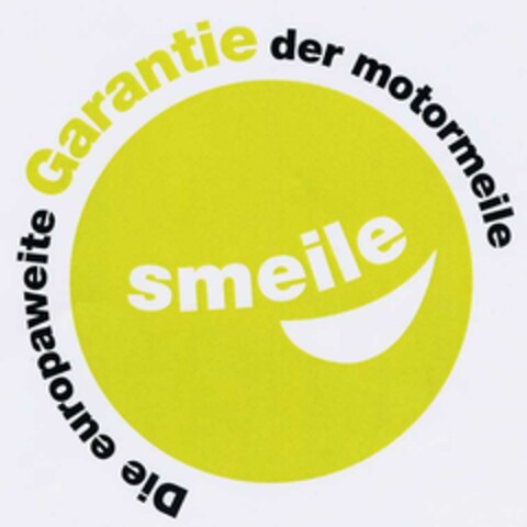 Die europaweite Garantie der motormeile smeile Logo (DPMA, 27.06.2002)