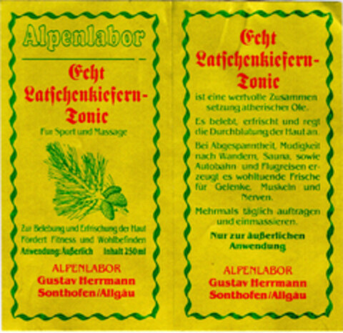 Alpenlabor Echt Latschenkiefern-Tonic Logo (DPMA, 03.08.1998)