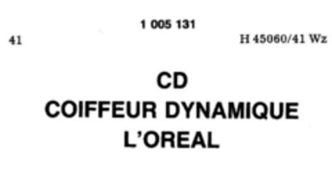 CD COIFFEUR DYNAMIQUE L`OREAL Logo (DPMA, 02.04.1979)