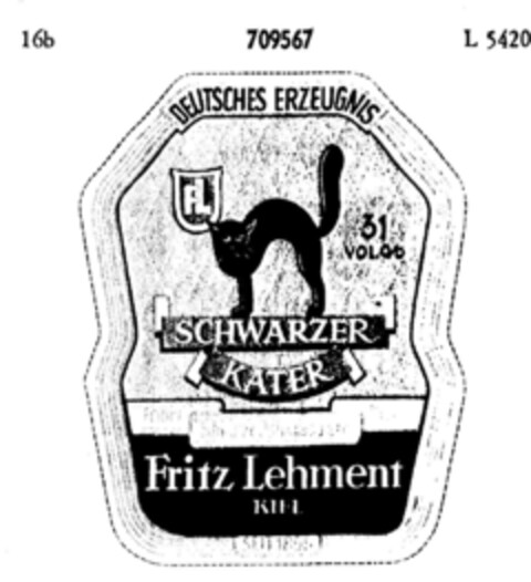 SCHWARZER KATER Fritz Lehment KIEL Logo (DPMA, 07.05.1956)