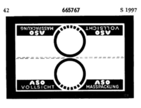 ASO VOLLSICHT MASSPACKUNG Logo (DPMA, 05/30/1950)