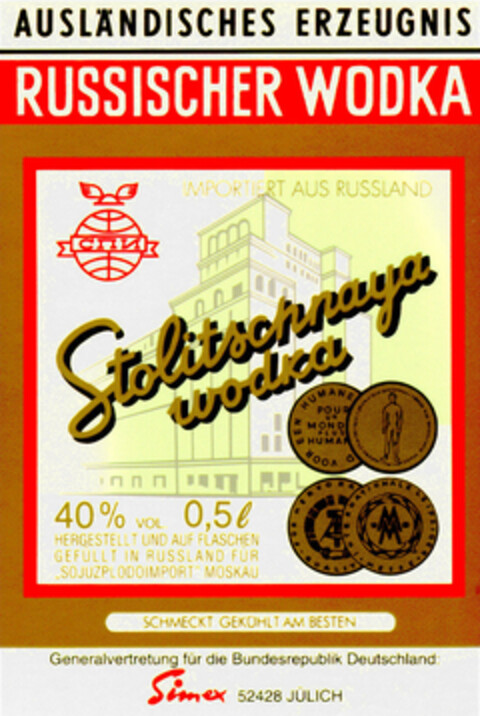 Stolitschnaya wodka Logo (DPMA, 09/14/1990)