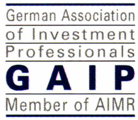 German Association of Investment Professionals GAIP Member of AIMR Logo (DPMA, 07.12.2000)