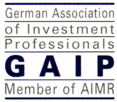 German Association of Investment Professionals GAIP Member of AIMR Logo (DPMA, 12/07/2000)