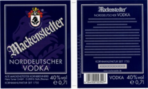 Mackenstedter NORDDEUTSCHER VODKA Logo (DPMA, 08.09.2003)