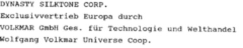 DYNASTY SILKTONE CORP. Exclusivvertrieb Europa durch VOLKMAR GmbH Ges. für Technologie und Welthandel Wolfgang Volkmar Universe Coop. Logo (DPMA, 04.03.1998)
