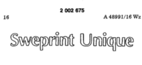 Sweprint Unique Logo (DPMA, 17.10.1990)