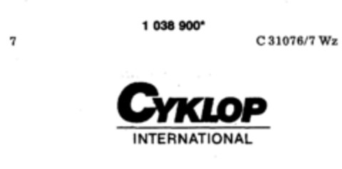 CYKLOP INTERNATIONAL Logo (DPMA, 30.03.1982)