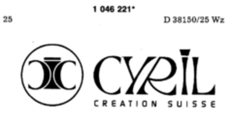 CYRIL CREATION SUISSE Logo (DPMA, 22.01.1983)