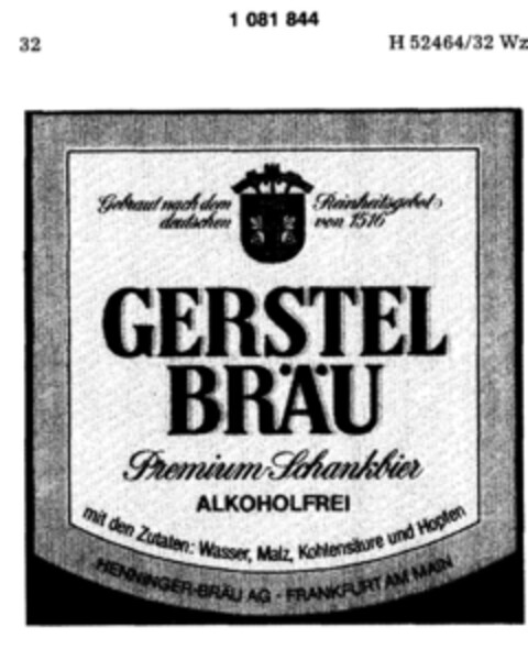 GERSTEL BRÄU Logo (DPMA, 09.03.1984)