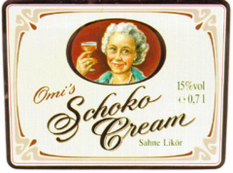 Omi's Schoko Cream Sahne Likör Logo (DPMA, 07.12.1996)