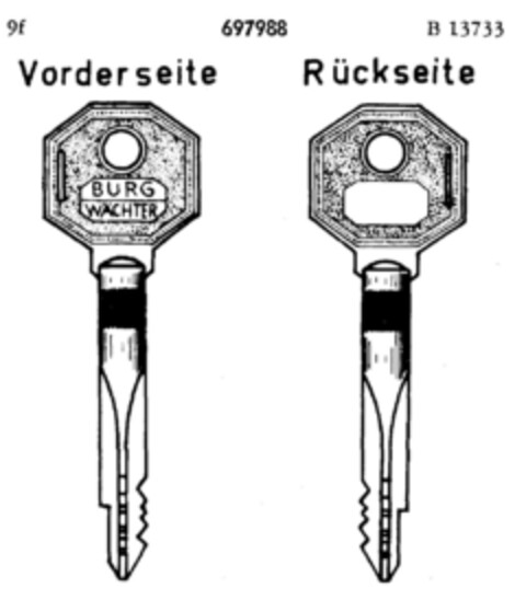 Vorderseite Rückseite BURG WÄCHTER Logo (DPMA, 13.03.1956)