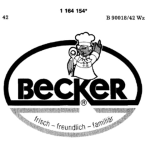 BECKER   frisch - freundlich - familiär Logo (DPMA, 13.06.1990)