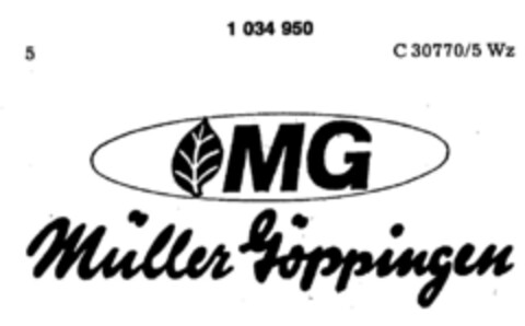 MG Müller Göppingen Logo (DPMA, 04.12.1981)