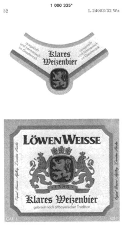 LÖWEN WEISSE Klares Weizenbier Logo (DPMA, 13.03.1980)