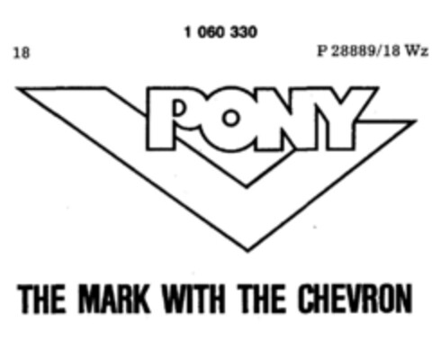 PONY THE MARK WITH THE CHEVRON Logo (DPMA, 04.12.1981)