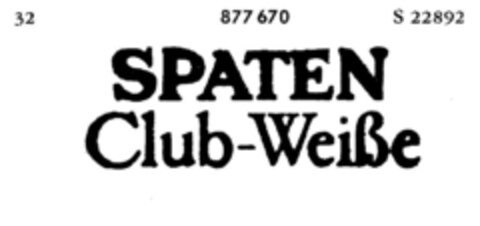 SPATEN Club-Weiße Logo (DPMA, 28.11.1969)