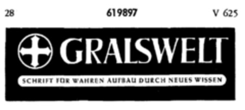 GRALSWELT SCHRIFT FÜR WAHREN AUFBAU DURCH NEUES WISSEN Logo (DPMA, 09.08.1950)