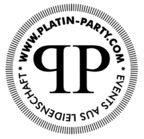 PP WWW.PLATIN-PARTY.COM EVENTS AUS LEIDENSCHAFT Logo (DPMA, 09/14/2015)