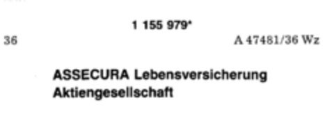 ASSECURA Lebensversicherung Aktiengesellschaft Logo (DPMA, 04.01.1990)