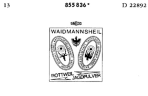 SINOXID WAIDMANNSHEIL ROTTWEIL JAGDPULVER Logo (DPMA, 16.12.1968)
