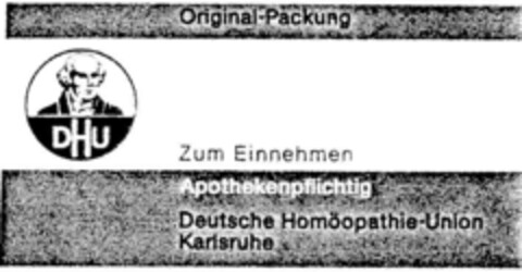 Original-Packung DHU Zum Einnehmen Apothekenpflichtig Deutsche Homöopathie-Union Karlsruhe Logo (DPMA, 01.03.1988)