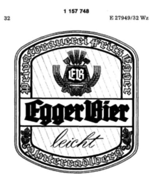 EggerBier leicht Logo (DPMA, 16.09.1988)