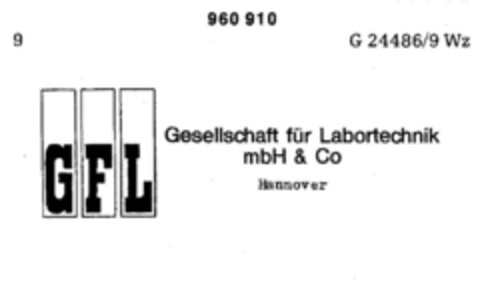 GFL Gesellschaft für Labortechnik mbH & Co Logo (DPMA, 02.04.1976)