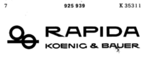 RAPIDA KOENIG & BAUER Logo (DPMA, 22.02.1974)