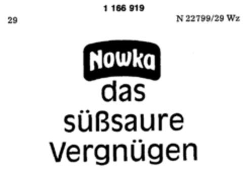 Nowka   das süßsaure Vergnügen Logo (DPMA, 12/13/1989)