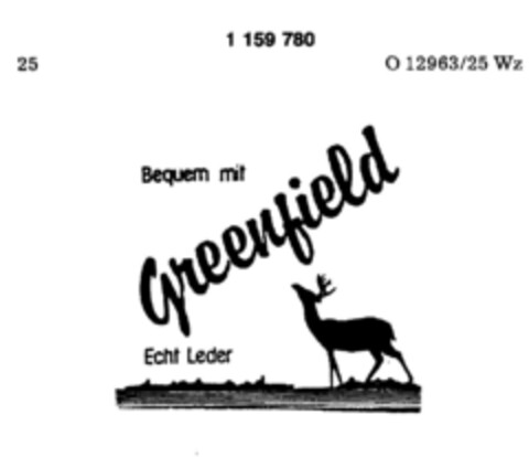 Bequem mit Greenfield Echt Leder Logo (DPMA, 02.07.1987)