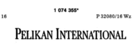 PELIKAN INTERNATIONAL Logo (DPMA, 16.11.1984)