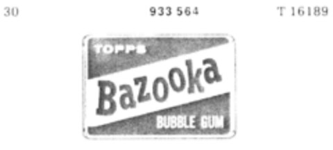 TOPPS Bazooka BUBBLE GUM Logo (DPMA, 19.04.1974)