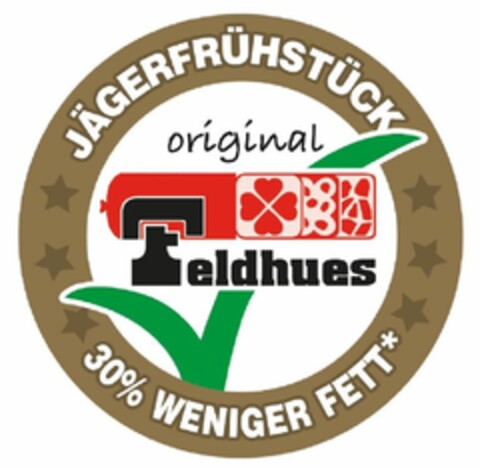 JÄGERFRÜHSTÜCK 30% WENIGER FETT* original Feldhues Logo (DPMA, 10/05/2022)