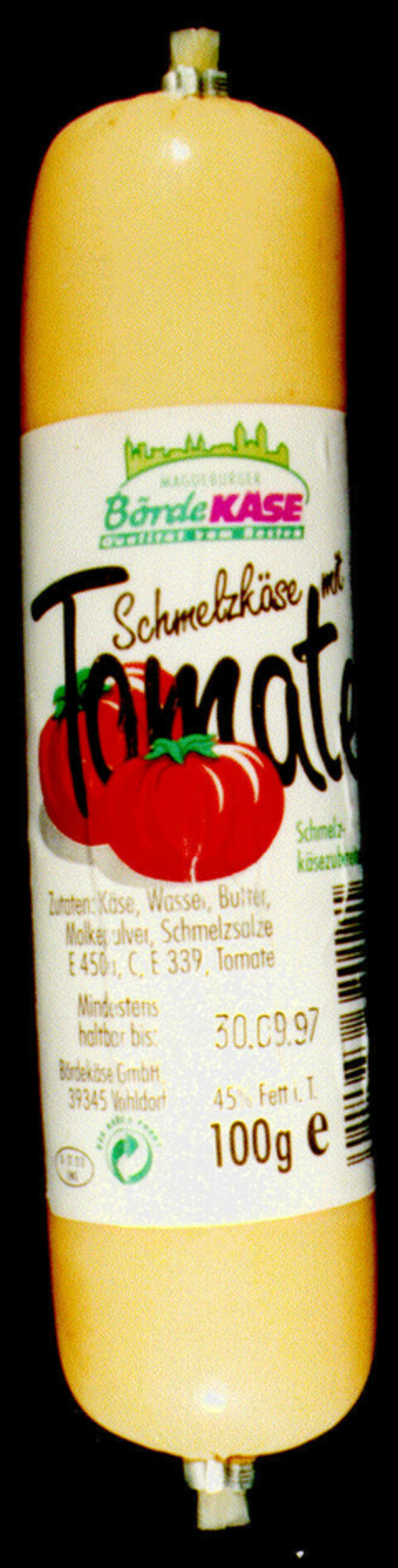 BördeKÄSE Schmelzkäse mit Tomaten Logo (DPMA, 04/12/1997)