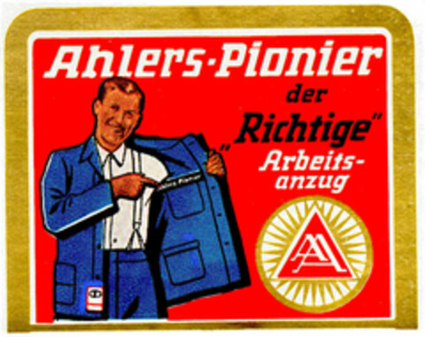 Ahlers-Pionier der "Richtige" Arbeitsanzug Logo (DPMA, 05.04.1954)