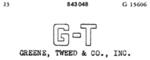 G-T GREENE, TWEED & CO., INC. Logo (DPMA, 05/12/1966)